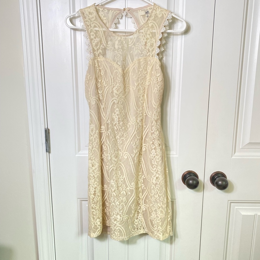Vintage Inspired Women’s Lace above knee open back dress. Size Large